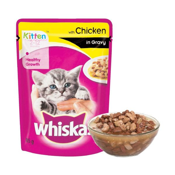 Whiskas Kitten Pouch Cat Food Chicken in Gravy 85gm