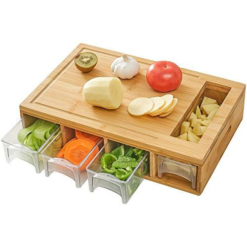 Bamboo Cutting Board With Containers